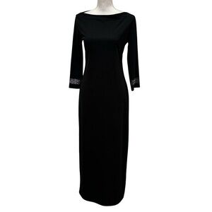 A.B.S. Evening by Allen Schwartz Formal Long Black Dress with Rhinestone Cuffs